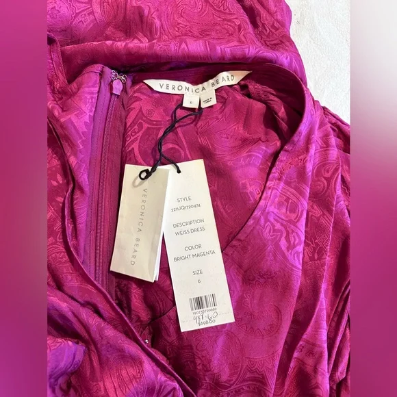 NWT $698 Veronica Beard Weiss Side Ruffle Long Sleeve Silk Blend Maxi Dress - Picture 9 of 11